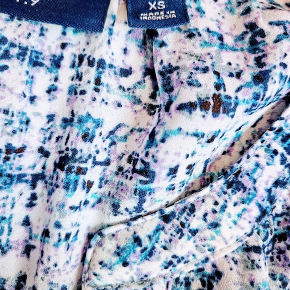 Apt. 9 Womens Blue And Purple Lightweight Button Up Blouse Size XS - Picture 4 of 10
